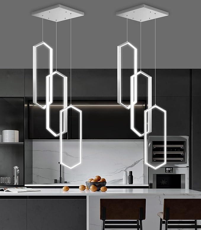 3-Rings Dimmable Pendant Lighting Adjust LED Chandelier Ceiling Light Fixtures