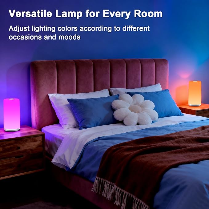 Touch Bedside Table Lamp, 3 Way Dimmable Warm White Lights