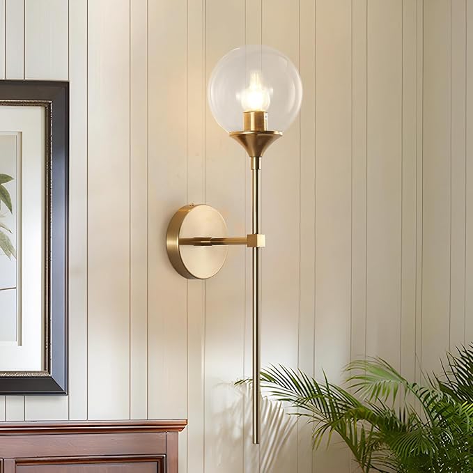 KCO Lighting Vanity Clear Bubble Glass Wall Lights Modern Globe Round Sconces