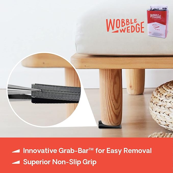 Wobble Wedges Flexible Plastic Shims - Leveling Shims for Home Improvement, Furniture Levelers, Table, and Toilet for Leveling - Made in USA Plastic Wedges Shim for Appliances (Black, 300-Pack)