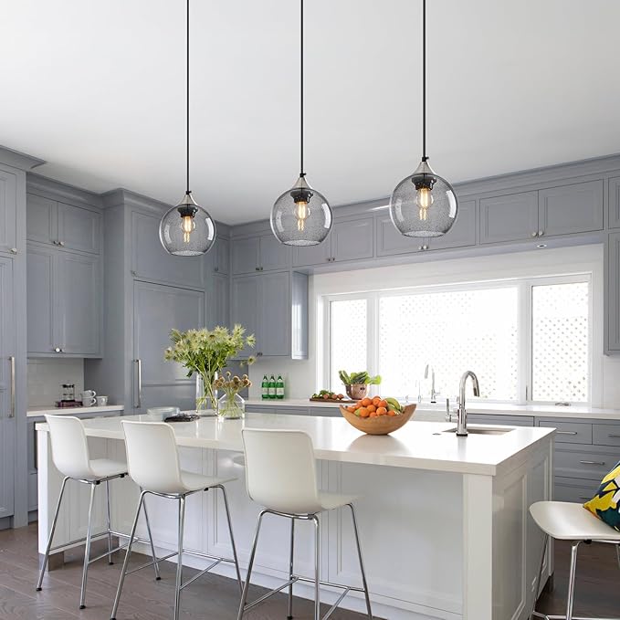 Light Grey Glass Pendant Lights Kitchen Island Globe Pendant Light Fixtures