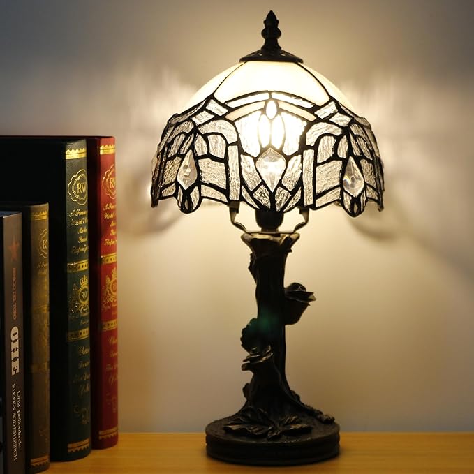 Small Tiffany Table Lamp Stained Glass Desk Lamp White Bending Style Bedside