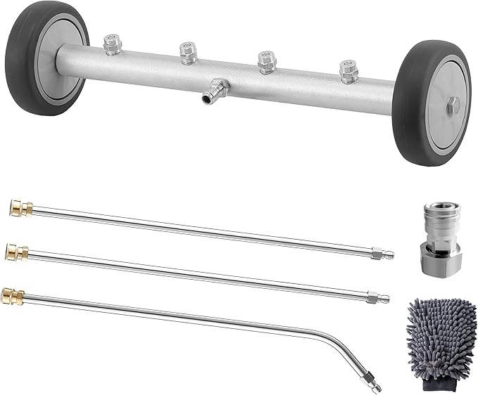 M MINGLE Undercarriage Pressure Washer Attachment, 16 Inch Powerful Under Car Washer with 3 Pcs Extension Wand and Car Wash Mitt, 4000 PSI