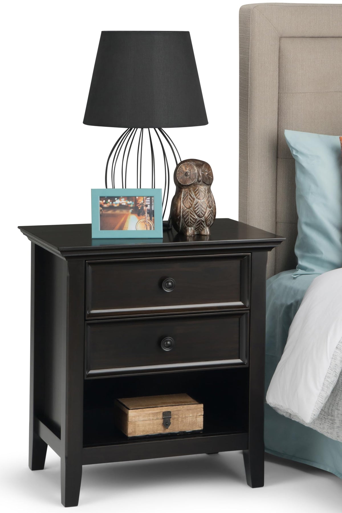 Amherst 24" Wide Solid Wood Bedside Table in Hickory Brown