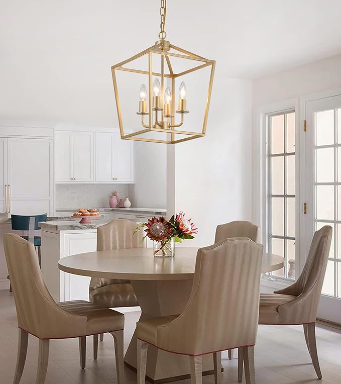 Industrial 4 Lights Chandelier, Dining Room, UL Listed