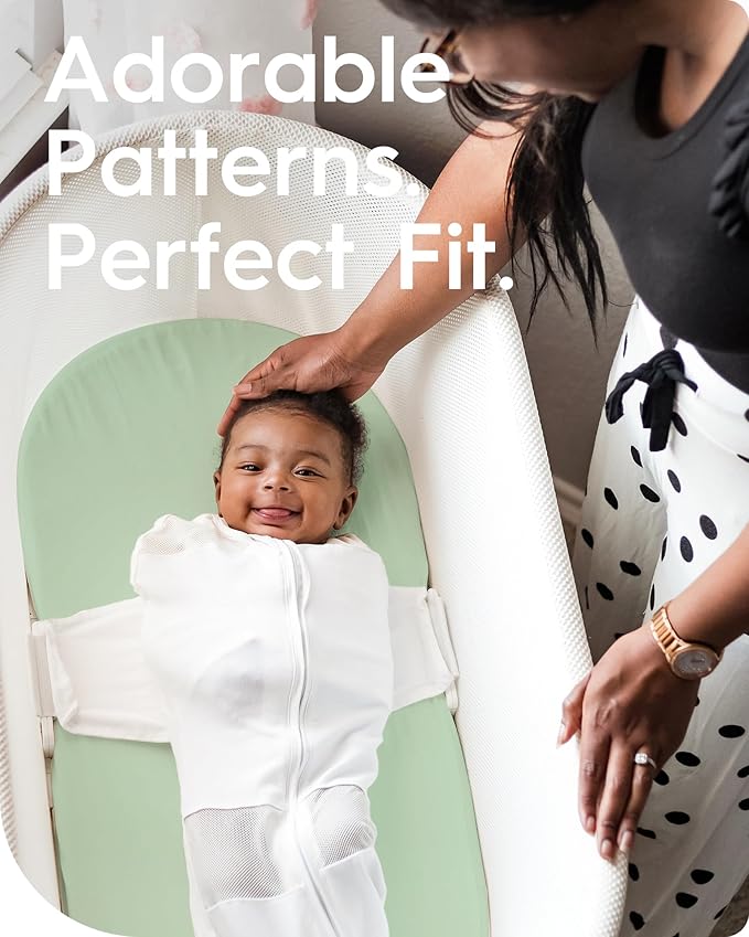 Bassinet Sheets for Baby Boy Girl, TotBasic Buttery Soft Universal Bassinet Fitted Sheet, Compatible with Halo, Mika Micky, Baby Delight, Dream On Me, Maxi COSI and More Bassinet Mattress(Greenleaf)