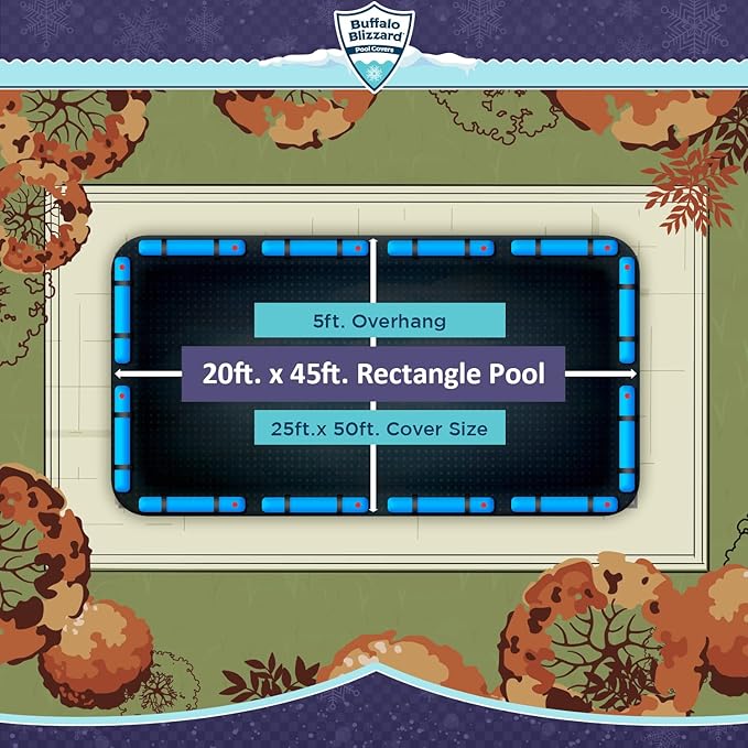 Buffalo Blizzard Economy 20 ft x 45 ft Rectangular Winter Pool Cover | Black/Blue | Closing Inground Swimming Pools | Easy to Install | Heavy Duty, Cold & UV Resistant | Shields from Seasonal Debris