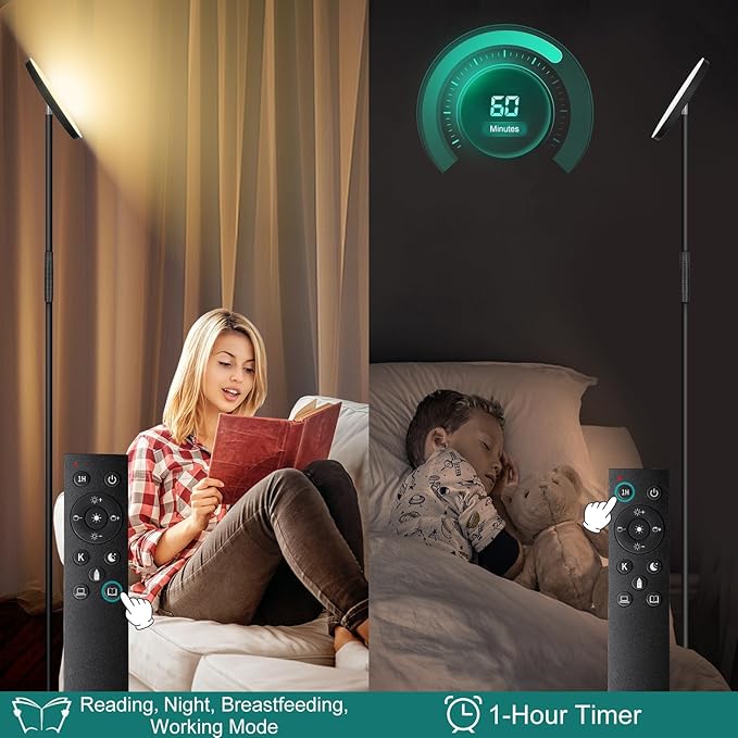 Floor Lamp, Upgraded 40W 4000LM Super Bright Torchiere LED Floor Lamps