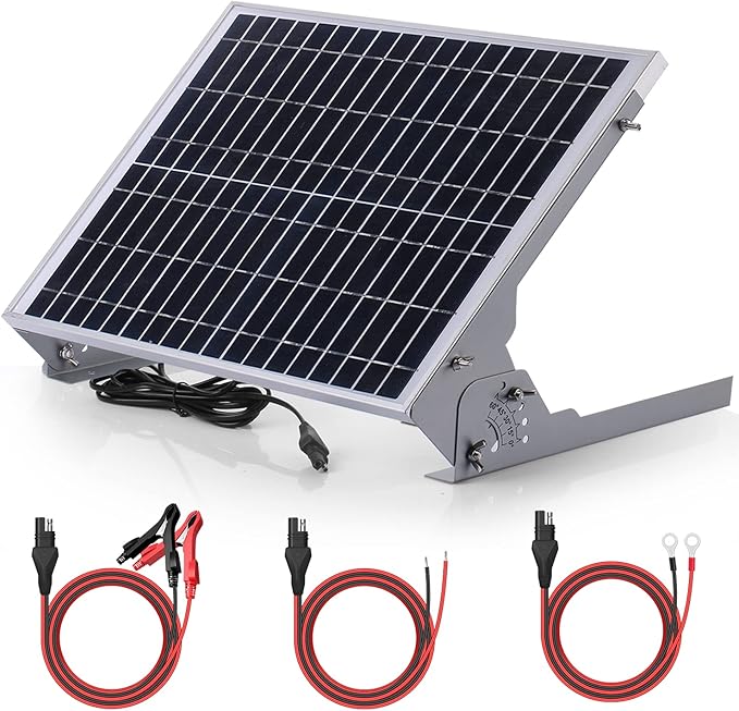 SUNER POWER 20W 12V Solar Battery Charger Maintainer, Built-in Smart MPPT Charge Controller, Adjustable Mount Bracket, Waterproof 20 Watt Solar Panel Kits for Car Automotive Boat Marine RV Trailer