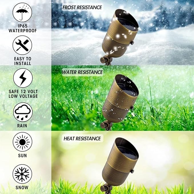 Solid Brass Spot Lights Outdoor 101-12V Low Voltage Landscape Lights, Bronze