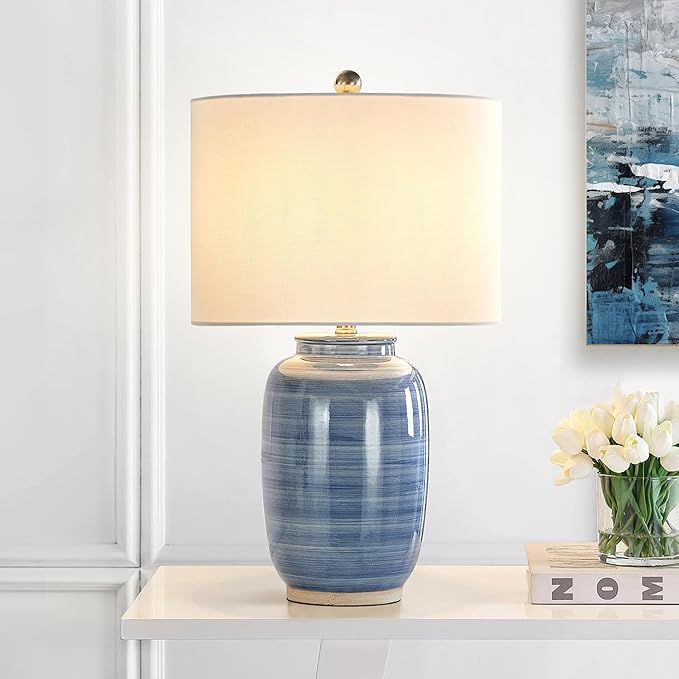 Maxax 25" Blue Table Lamp for Living Room, Modern Ceramic Lamp