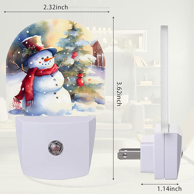 Snowman Christmas Tree Night Light, Winter Holiday Night Light Plug into Wall