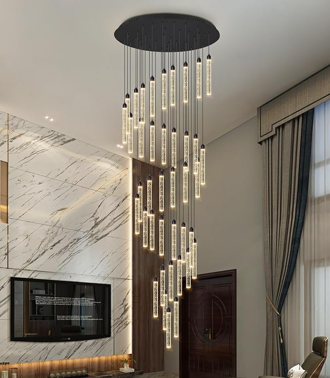 40-Lights High Ceiling Chandelier Modern LED Crystal Chandelier