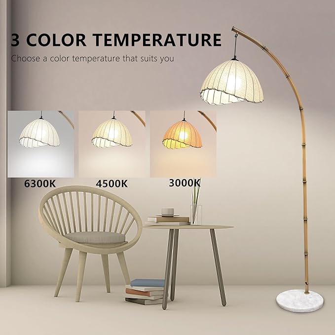 Boho Arc Bamboo Floor Lamp, Vintage Bohemia Floor Lamps