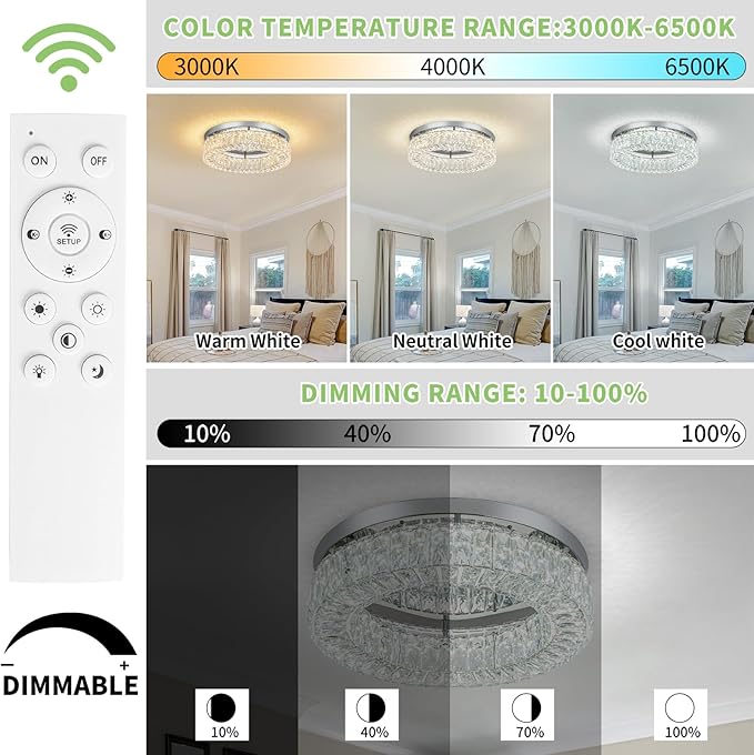 HOPGGIE 18" Dimmable Chandelier