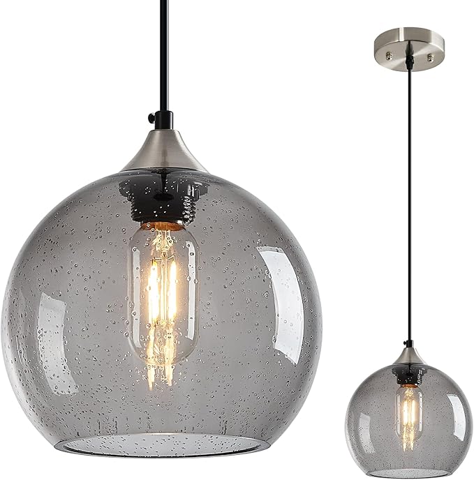 Light Grey Glass Pendant Lights Kitchen Island Lighting Globe Pendant Light