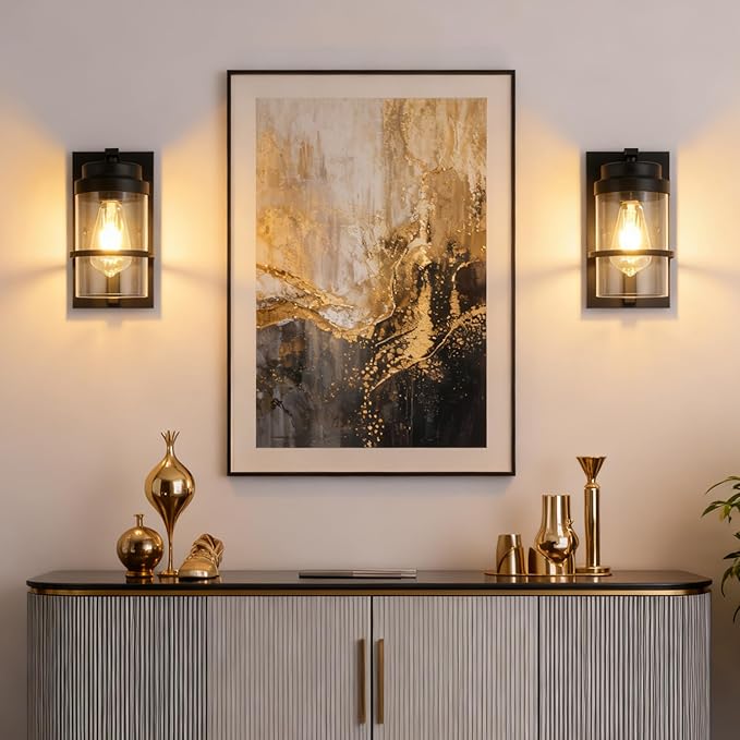Black Wall Sconce Indoor, Rustic Bathroom Vanity Light Fixtures, Entryway Wall