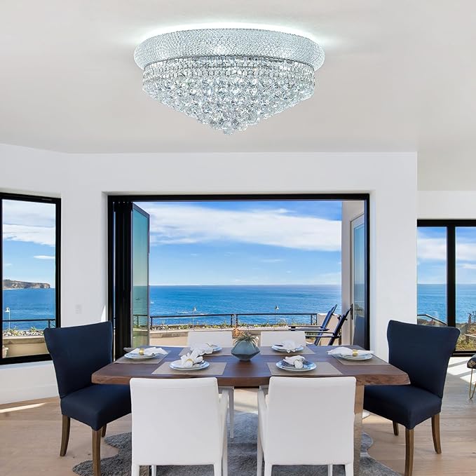 12-Light Crystal Flush Mount Chandelier Ceiling Light Fixture