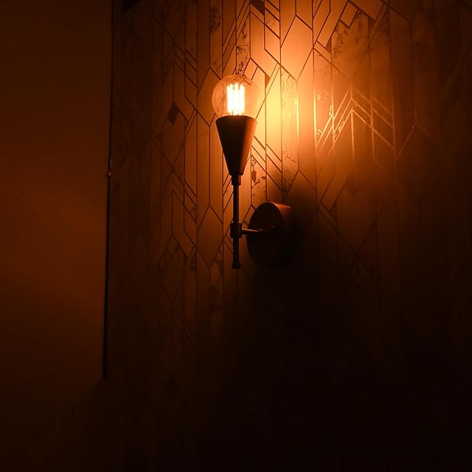 Industrial Brass Wall Sconce Light Fixture – Mid-Century Modern Cone Design |
