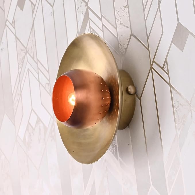 Handcrafted Pure Industrial Brass Wall Sconce Light – Modern Mid Century Wall