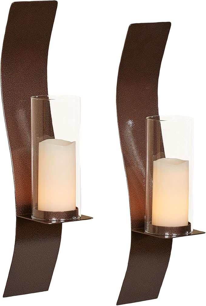 Sinuous Wall Sconce Pair Antique Copper