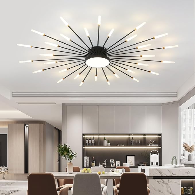ziidoo Modern Ceiling Light, 30+1 Lights Metal Firework Designed Chic Led