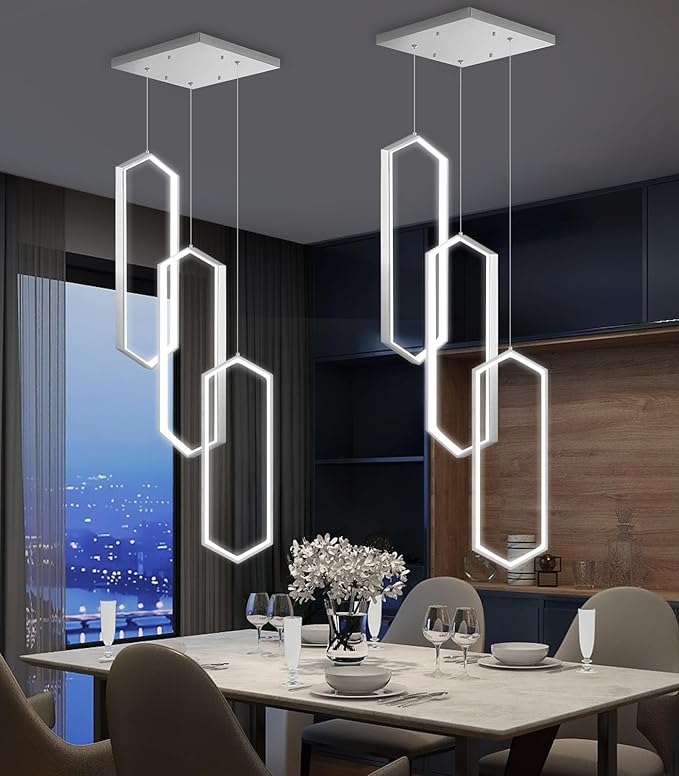 3-Rings Dimmable Pendant Lighting Adjust LED Chandelier Ceiling Light Fixtures