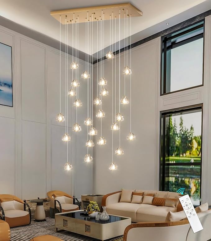 LED Rectangular Chandeliers for Living Room Dining Room Light Dimmable High