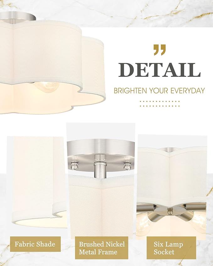 Semi Flush Mount Ceiling Lights, 6-Light 18" Ceiling Light Fixtures