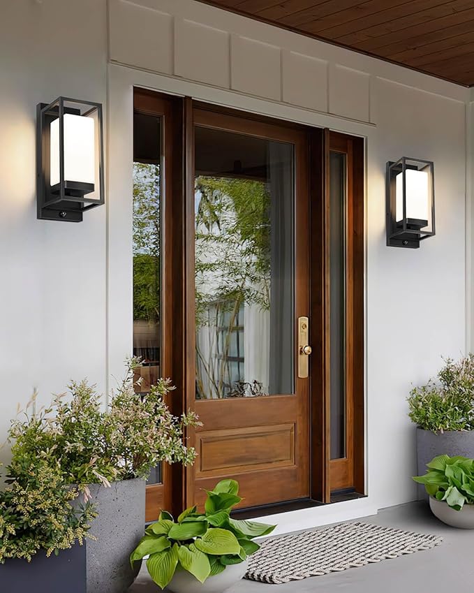 SHIMR Outdoor Wall Light with Dusk to Dawn Sensor, E26 Base, Waterproof Outdoor