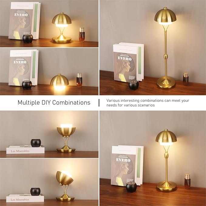Modern Table Lamp Cordless Portable Desk Lamp, 2700K Stepless Dimming