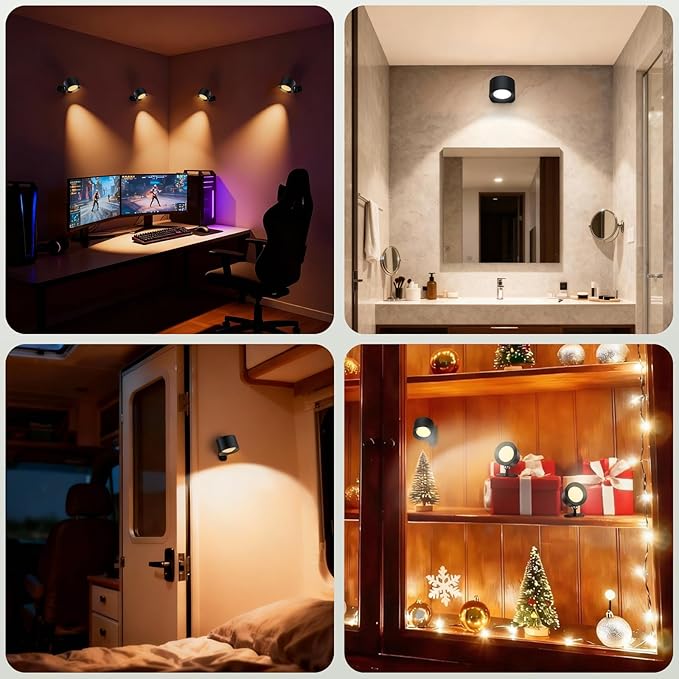 AOMEES Wall Lights Battery Operated Wall Sconce, 3 Color Temperatures & 3