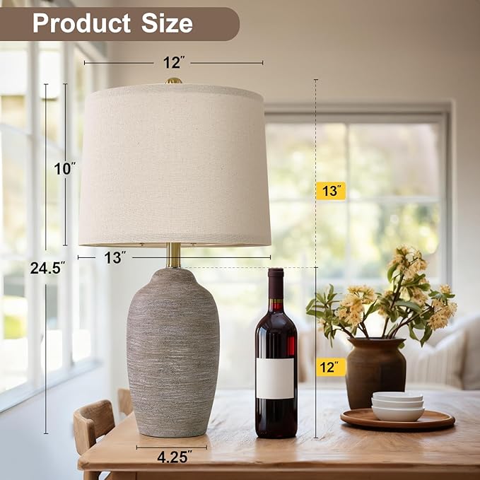 24.5" Handcrafted Ceramic Table Lamp
