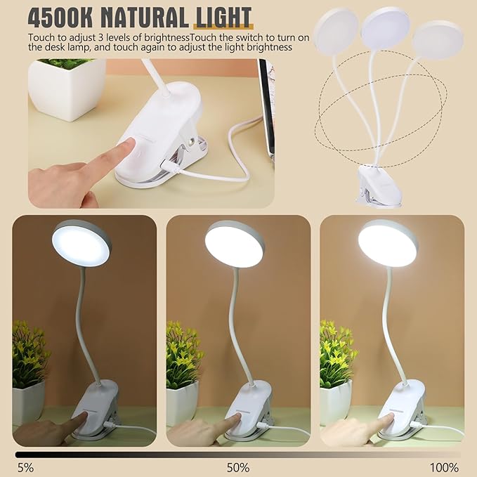 Retisee 12 Pcs Clip on Lamp Bulk LED Reading Light Book Lamp Clamp