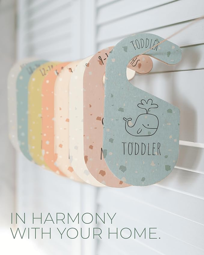Colorful Baby Size Closet Dividers - Wooden Baby Clothes Organizer for Nursery Decor, Storage & Organization - 8 Pcs of Baby Closet Dividers Ideal as Neutral Nursery Storage Organizers