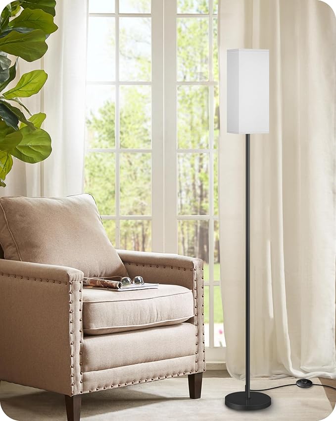 Floor Lamp, Pole Lamp with Foot Switch, Modern Standing Lamp Shade, Minimalist