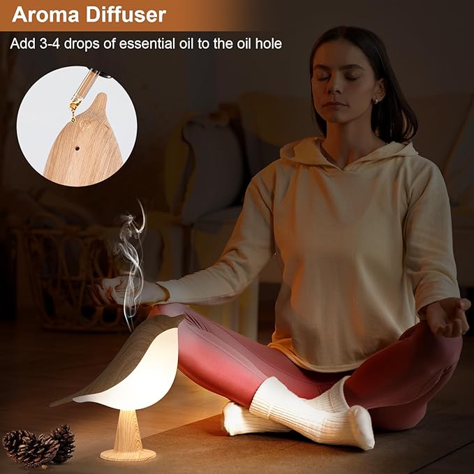VoMii Bird Table Lamp, Small Desk Lamp Cordless Touch Dimmable Night Light