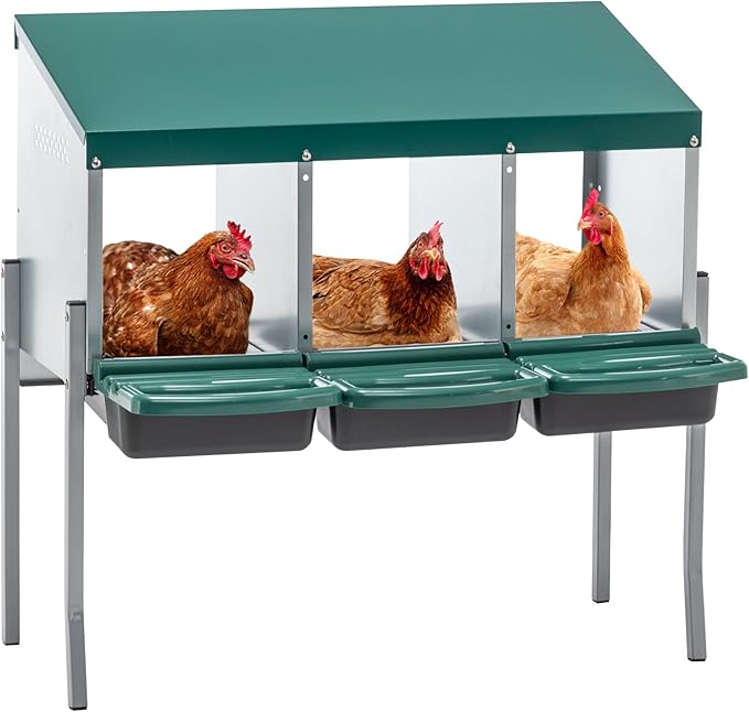 Nesting Boxes for Chickens, Chicken Nesting Boxes with Legs, Chicken Laying Box with Lid Cover, for Outdoor Chicken Coop Farm Yard (3-Hole Chicken Nest)