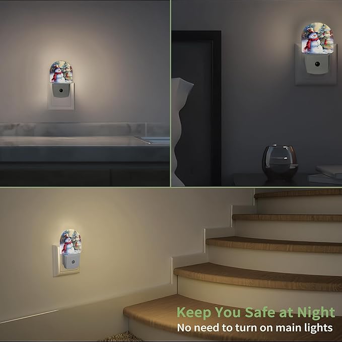Snowman Christmas Tree Night Light, Winter Holiday Night Light Plug into Wall