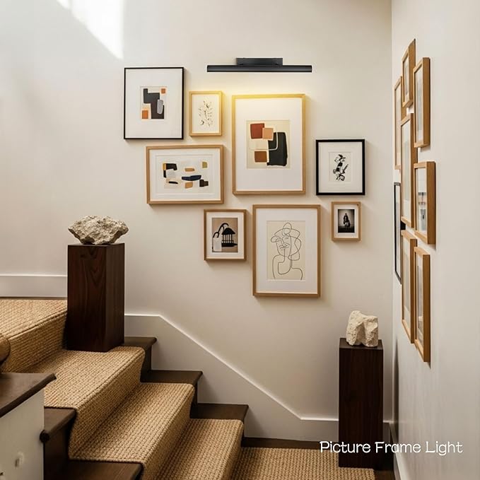Matte Black Picture Lights for Wall, 3-Light Bronze Gallery Light, Warm White