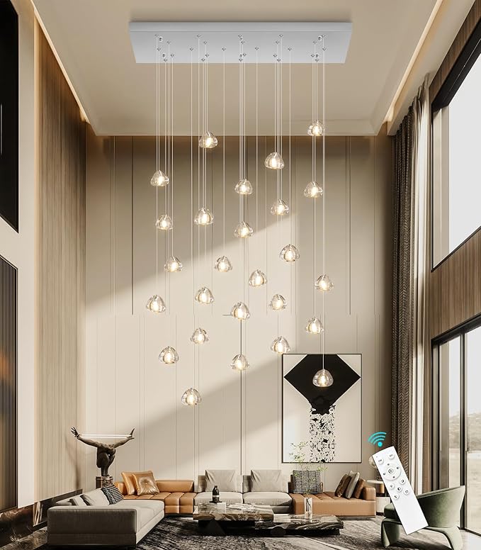 LED Rectangular Chandeliers for Ding Room Light Dimmable Living Room High