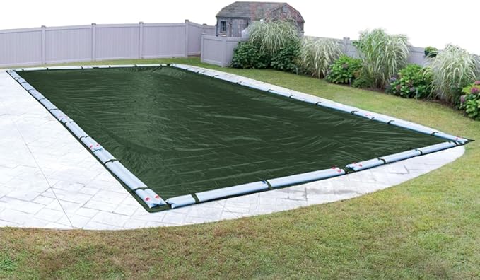Robelle 16 x 36 ft Heavy Duty Green Winter Pool Cover for Inground Pools, 5 ft Overlap (21 x 41 ft Cover Size), Solid 8 x 8 Scrim, 2.36 oz/yd2, 10-Year Warranty, Style: 321636RA