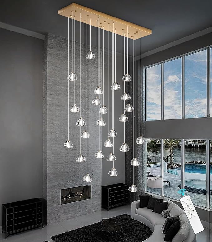 LED Rectangular Chandeliers for Living Room Dining Room Light Dimmable High