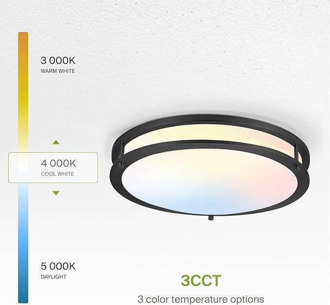 ASD LED 16" Round Flush Mount Lighting, Close to Ceiling Light Fixture | 3CCT