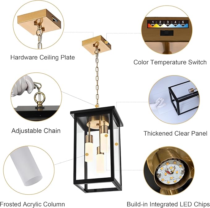 TODOLUZ 3-Light Large Outdoor Pendant Light