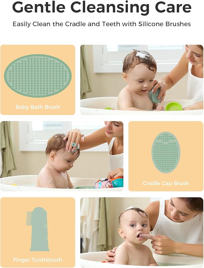 Momcozy Core Baby Kit, Baby Shower & Registry Essential Kit for Grooming&Health&Cleansing Care, Includes Nail File Kits, Nasal Aspirator, Gas Relief Tubes, Bath Brushes, Toothbrush, Comb, Storage Case