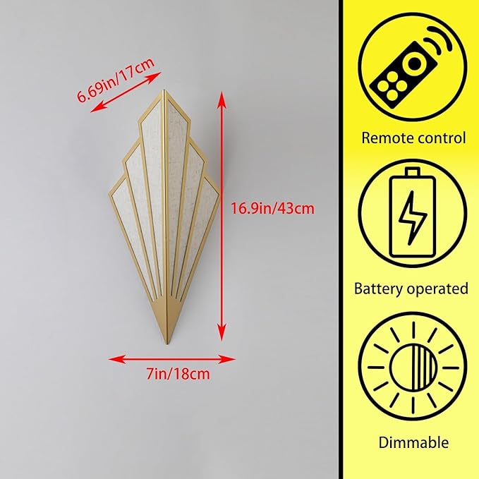 Modern style wall light set of two, Battery operated wall sconces