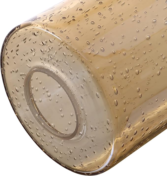 3 Pack Amber Bubble Glass Lamp Shade Replacement, 4in Diameter 6in Tall