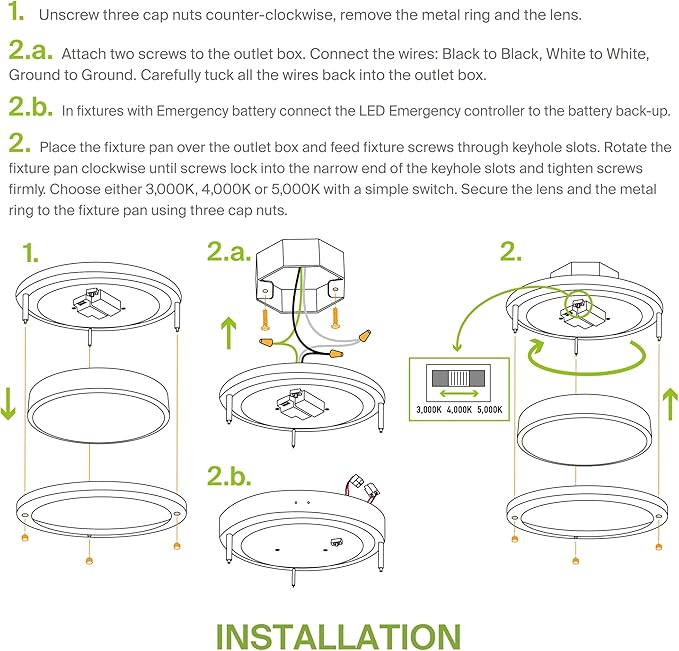 ASD LED 10" Round Flush Mount Lighting, Close to Ceiling Light Fixture | 3CCT