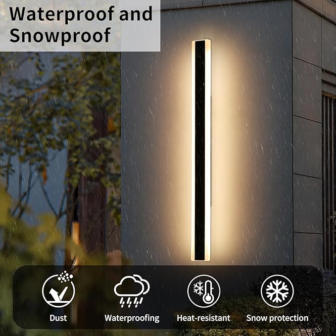 59inch Outdoor Wall Sconces Dimmable 3 Color 3000K/4500K/6000K, Modern Wall